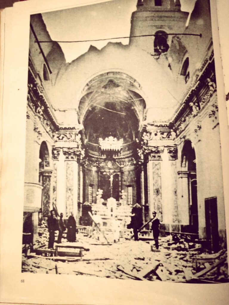 Illustrazione rovine della chiesa di Bussana Vecchia dopo il terremoto del 1887